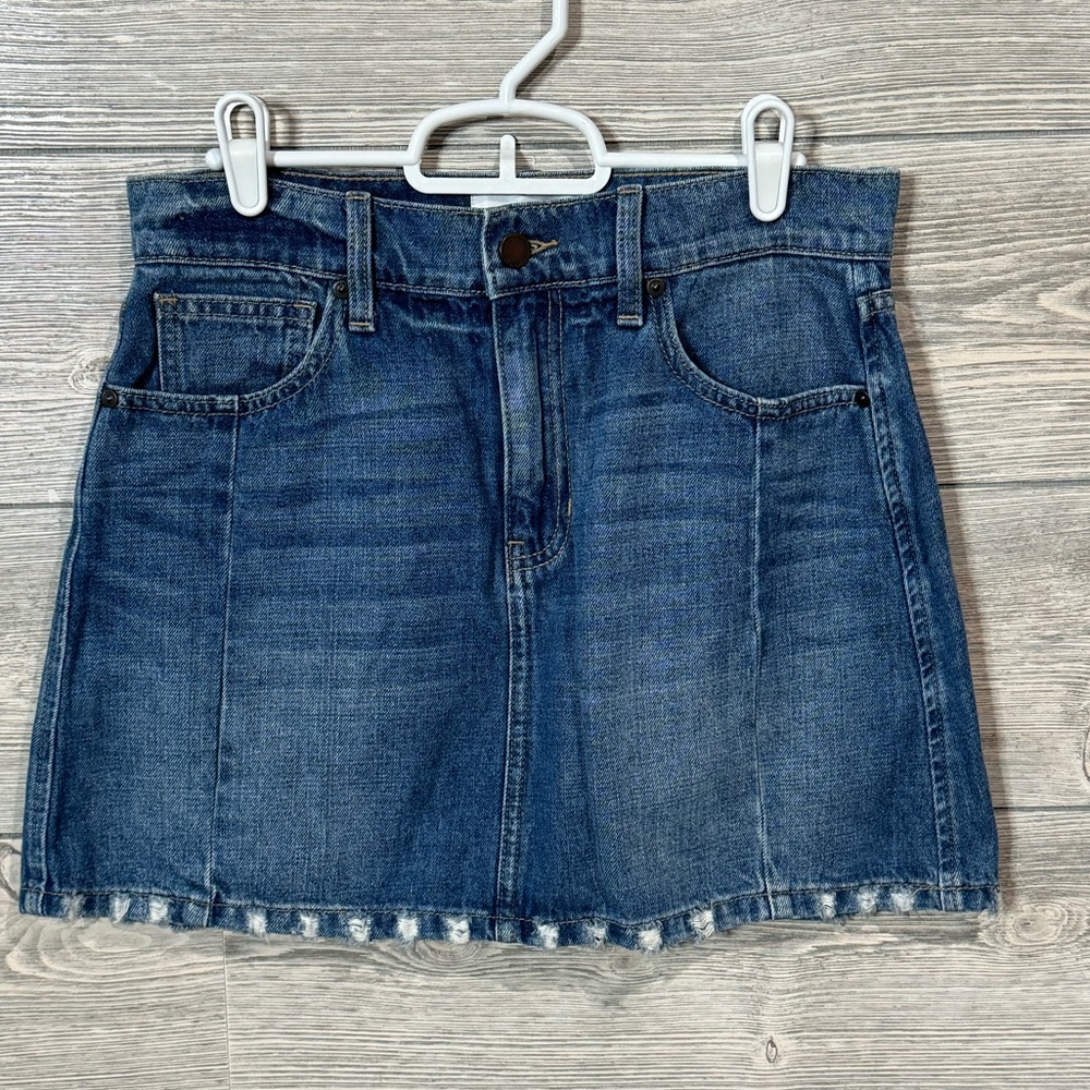 Just Black Denim Mini Skirt Distressed Hem Size Medium - Picture 3 of 8